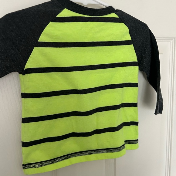 Baby boys Okie Dokie Neon Green/yellow and Gray Striped Long Sleeve Tee, 12 mo - Picture 7 of 7